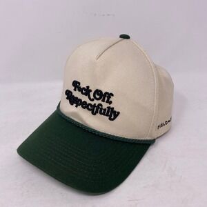 Field Grade F*ck Off Respectfully Snapback Hat‎ Cream Green Rope Trucker Cap